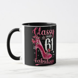 Caneca Classy Sassy 61 E Faburlous 61rua Birthday Floral