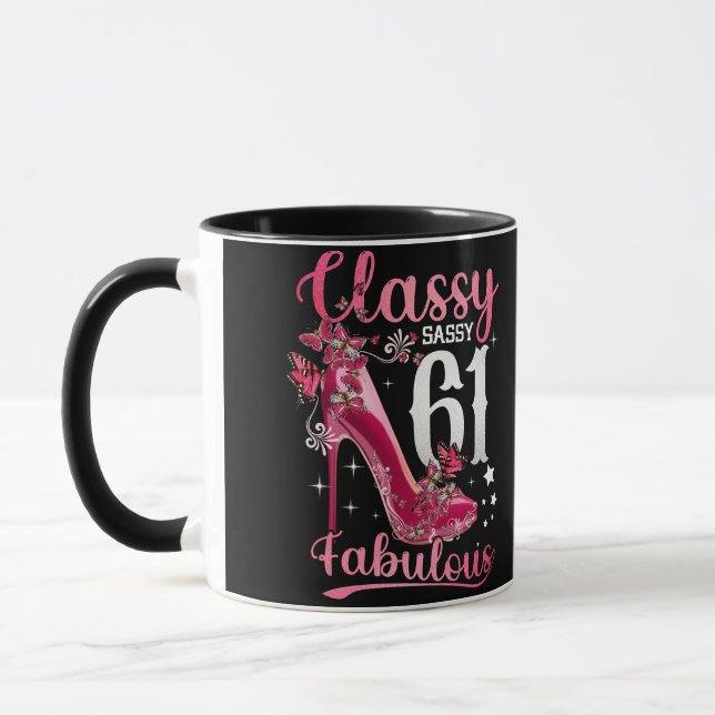 Caneca Classy Sassy 61 E Faburlous 61rua Birthday Floral (Esquerda)