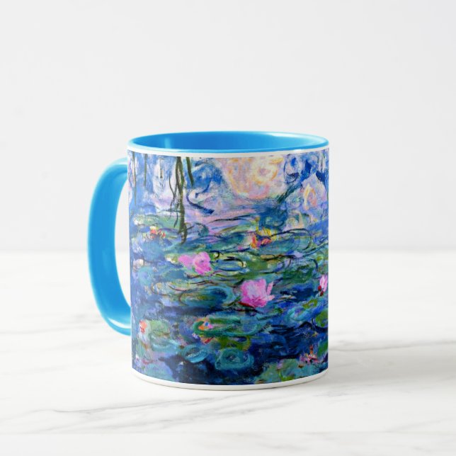 Caneca Claude Monet - Lírios Água, 1919, famosa pintura (Frente Esquerda)