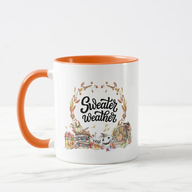 Caneca Clima de Suéter | Ilustrações Rústicas em Aquarela (Esquerda)