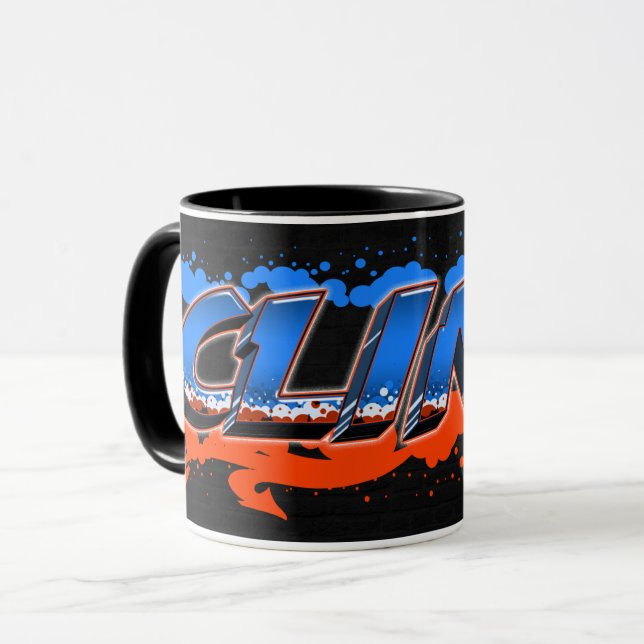 Caneca Clint Vorname Name Graffiti blue orange Tasse (Frente Esquerda)