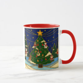 Caneca Cloisonne Art Whimsical Forest Classic Christmas