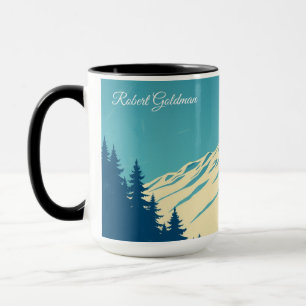 Caneca Clube de Esqui Personalizado Aspen Retro Montanha 