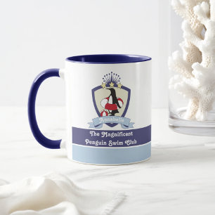 Caneca Clube de Natação Crest Cute Cartoon Penguin Kids
