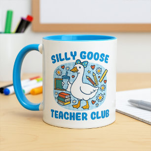 Caneca Clube de Professores Ganso Bobo de Xadrez Azul Fof