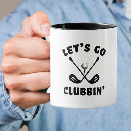 Caneca Clubes de Golfe Divertidos Humor Golfe Moderno Esp