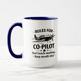Caneca Co-Pilot Rules WWII Plane Humor Tee