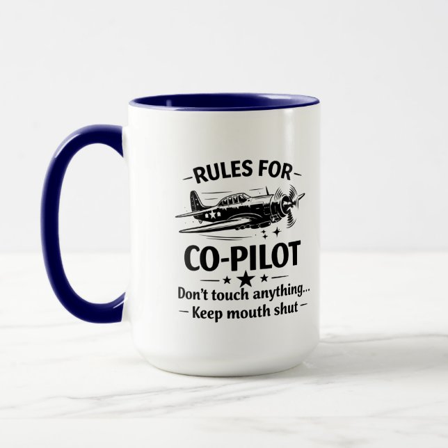 Caneca Co-Pilot Rules WWII Plane Humor Tee (Esquerda)