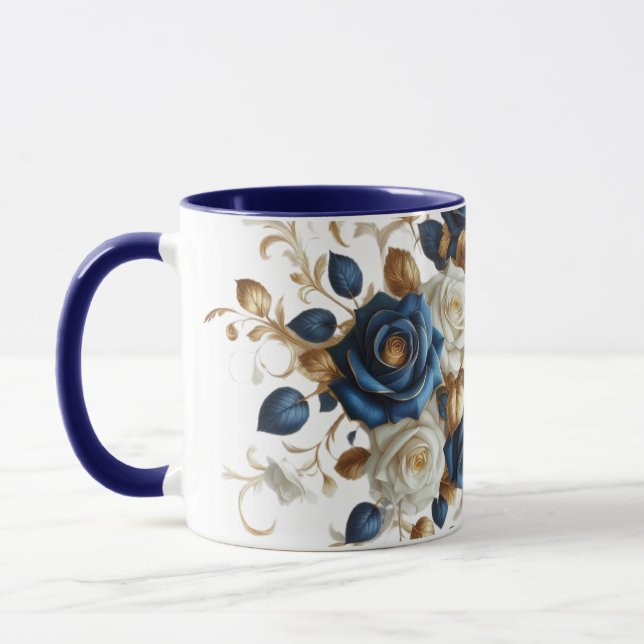 Caneca Cobalt White Flowers (Esquerda)
