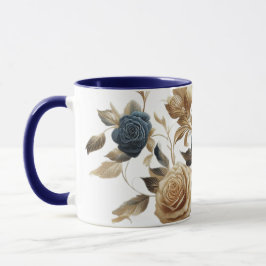 Caneca Cobalt White Flowers