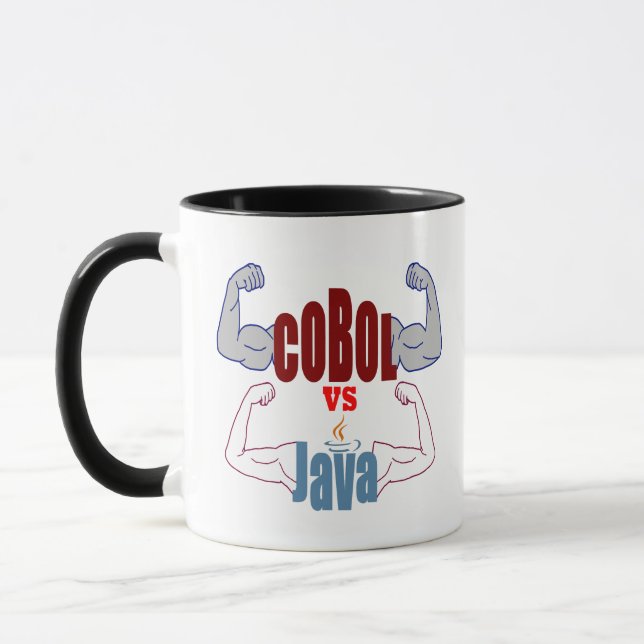 Caneca Cobol vs Java Linguagens de Programação Confronto  (Esquerda)