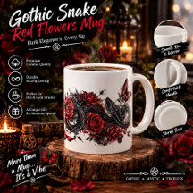 Caneca Cobra Gótica e Flores Vermelhas – Botânica