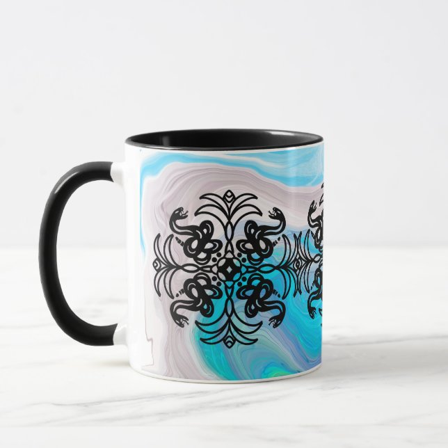 Caneca Cobra Mandala Preto-Branco Tribal (Esquerda)