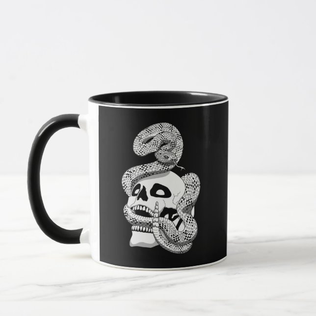 Caneca Cobra preto e branco gótico e arte escura crônica (Esquerda)