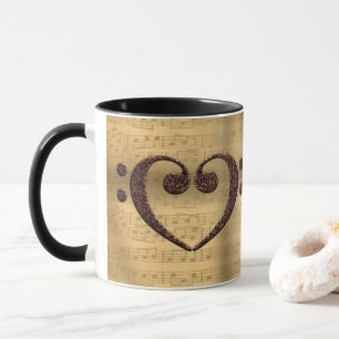 Caneca Cobre Dual Bass Clef Heart Music Lover