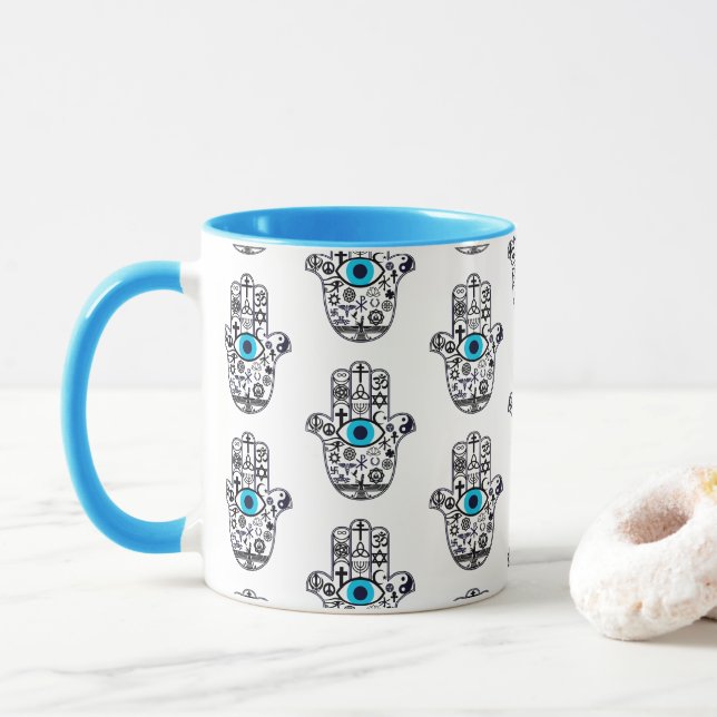 Caneca Cobrindo todas as bases da Mão Hamsa (Com Donut)