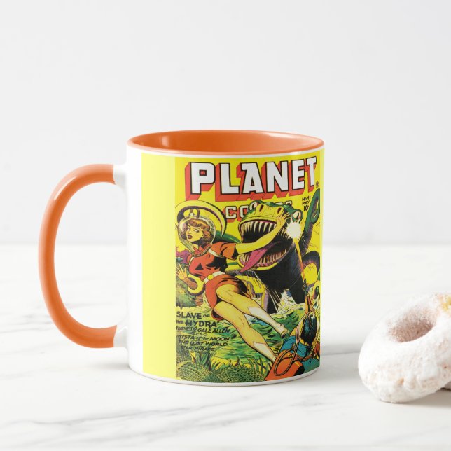 CANECA COBRIR DE ARTE GRÁFICO SCI FI PLANET HISTÓRIA EM Q (Com Donut)
