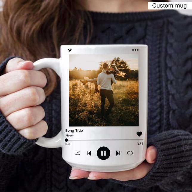 Caneca Cobrir do Álbum Foto e Nome Moderno Café (Anniversary Album Cover Photo & Name Modern Coffee Mug)