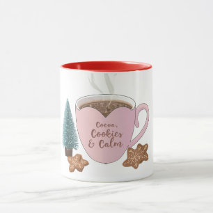 Caneca Cocoa, Cookies & Calm – Camisa de Natal Pastel