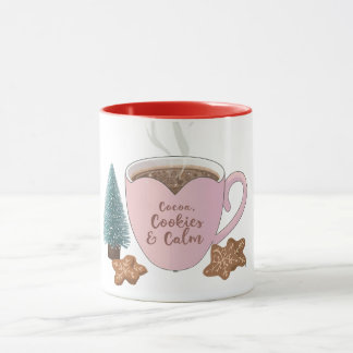 Caneca Cocoa, Cookies & Calm – Camisa de Natal Pastel