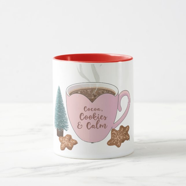 Caneca Cocoa, Cookies & Calm – Pastel Christmas CoT-Shirt (Centro)