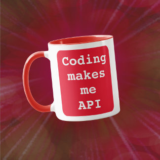 Caneca "Codificação me faz API" Engraçado (Fundo Vermelho