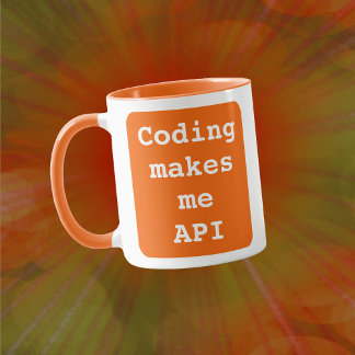 Caneca "Codificação me torna API" Engraçado (Fundo Laranj