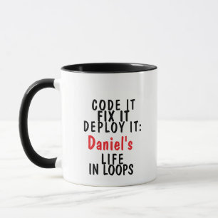 Caneca Codifique, conserte, implante: a vida em loops do