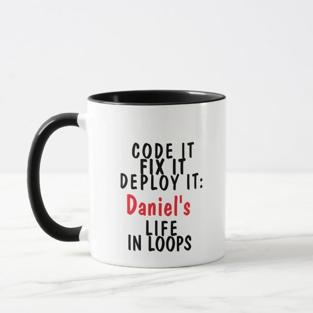 Caneca Codifique, conserte, implante: a vida em loops do  (Esquerda)