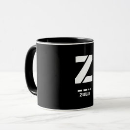 Caneca Código alfabético Z(Zulu) OTAN alfabético e Morse