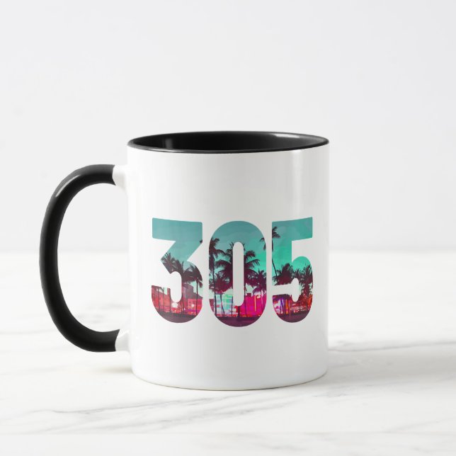 Caneca Código de Área de Miami 305 - Prítico de Palmeiras (Esquerda)