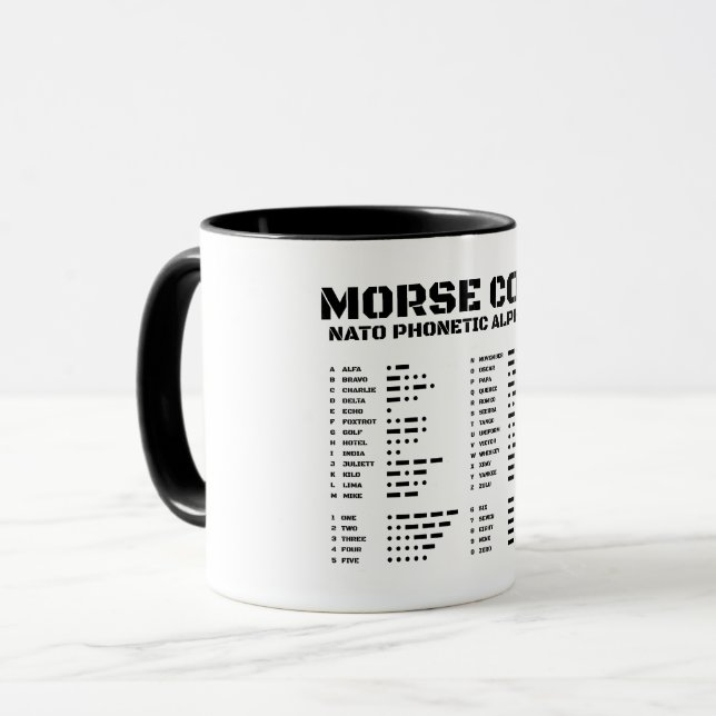 Caneca Código Morse Alfabeto Telefônico da OTAN (Frente Esquerda)