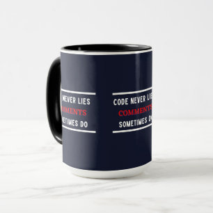 Caneca código nunca mente comentários às vezes