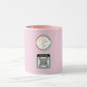 Caneca Código QR de Logotipo Simples Empresarial Rosa