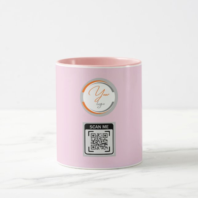 Caneca Código QR de Logotipo Simples Empresarial Rosa (Centro)