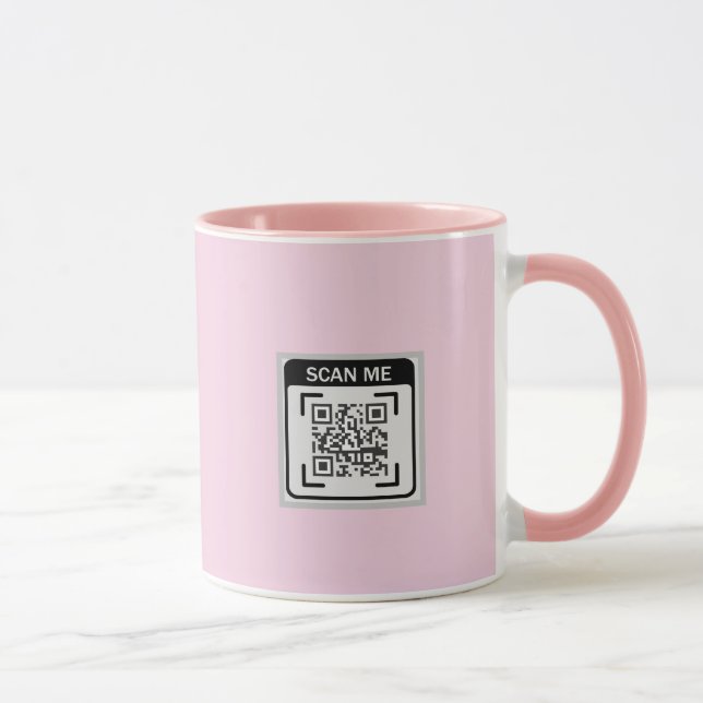 Caneca Código QR de Logotipo Simples Empresarial Rosa (Direita)