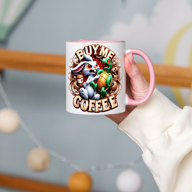 Caneca Coelhinha e Tartaruga com Comprar de café (Criador carregado)