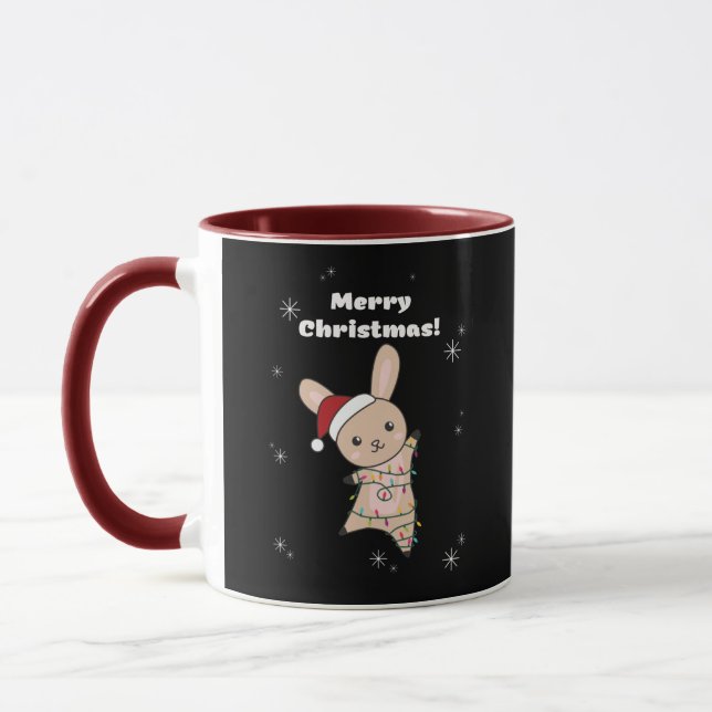 Caneca Coelhinha Feliz Natal Animais de inverno Coelhos M (Esquerda)