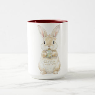 Caneca Coelhinho Aquarela Fofo Natal Feliz