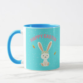 Caneca Coelhinho branco felz pascoa em azul