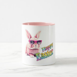 Caneca Coelhinho com Felz pascoa de óculos de sol