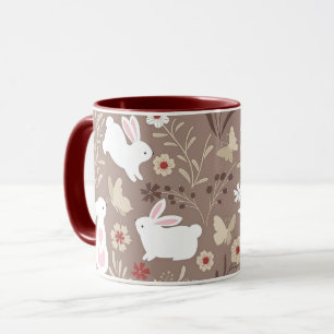 Caneca Coelhinho de Arte Folhosa e Flores