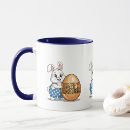 Caneca Coelhinho de Bolinhas Feliz Páscoa