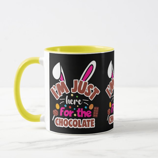 Caneca Coelhinho de Páscoa... Estou aqui para o Chocolate (Esquerda)