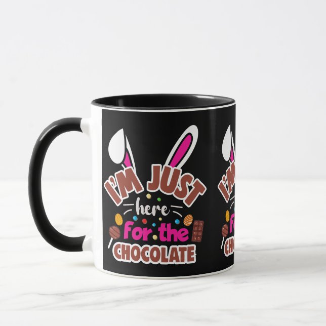 Caneca Coelhinho de Páscoa... Estou aqui para o Chocolate (Esquerda)