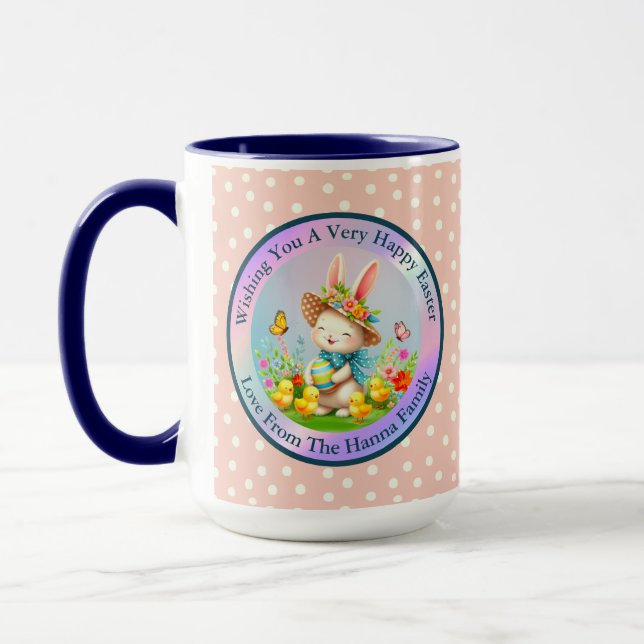 Caneca Coelhinho de Páscoa Fofo e Flores Felizes de Prima (Esquerda)
