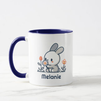 Caneca Coelhinho e flores personalizáveis Mug