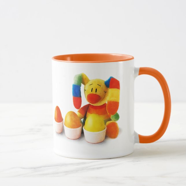 Caneca Coelhinho Engraçado da Páscoa. Páscoa de presentes (Direita)