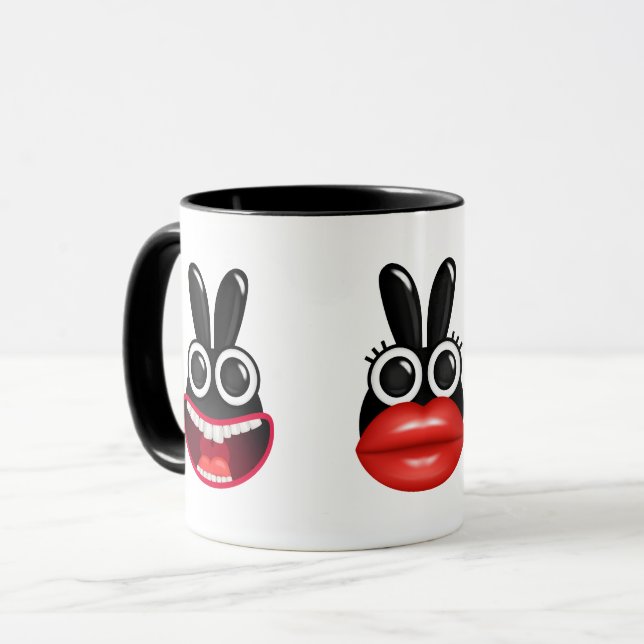 Caneca Coelhinho Engraçado Encarado Mug (Frente Esquerda)
