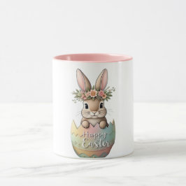 Caneca Coelhinho Floral no Felz pascoa de Ovo Pastel